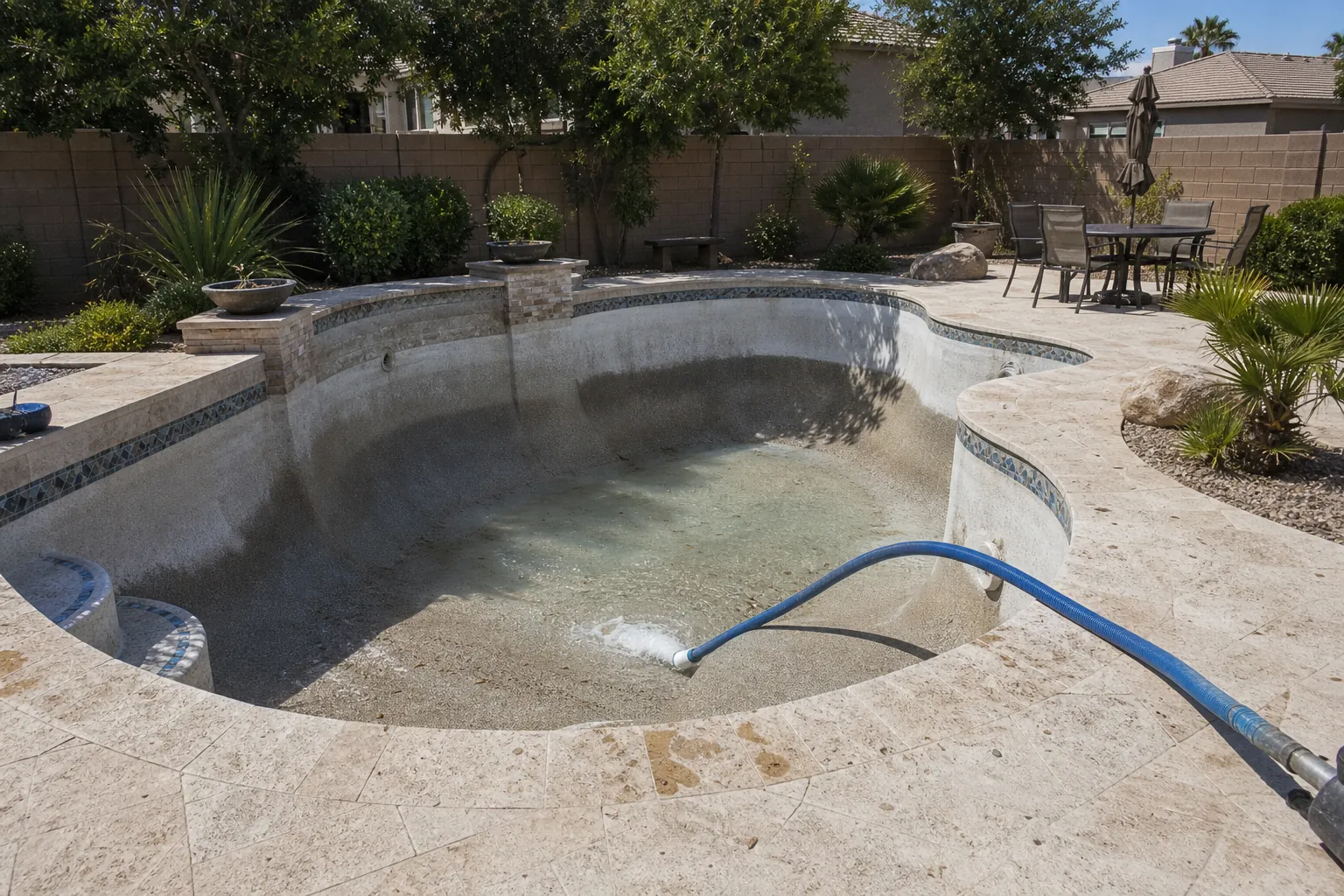Pool being drained for refill