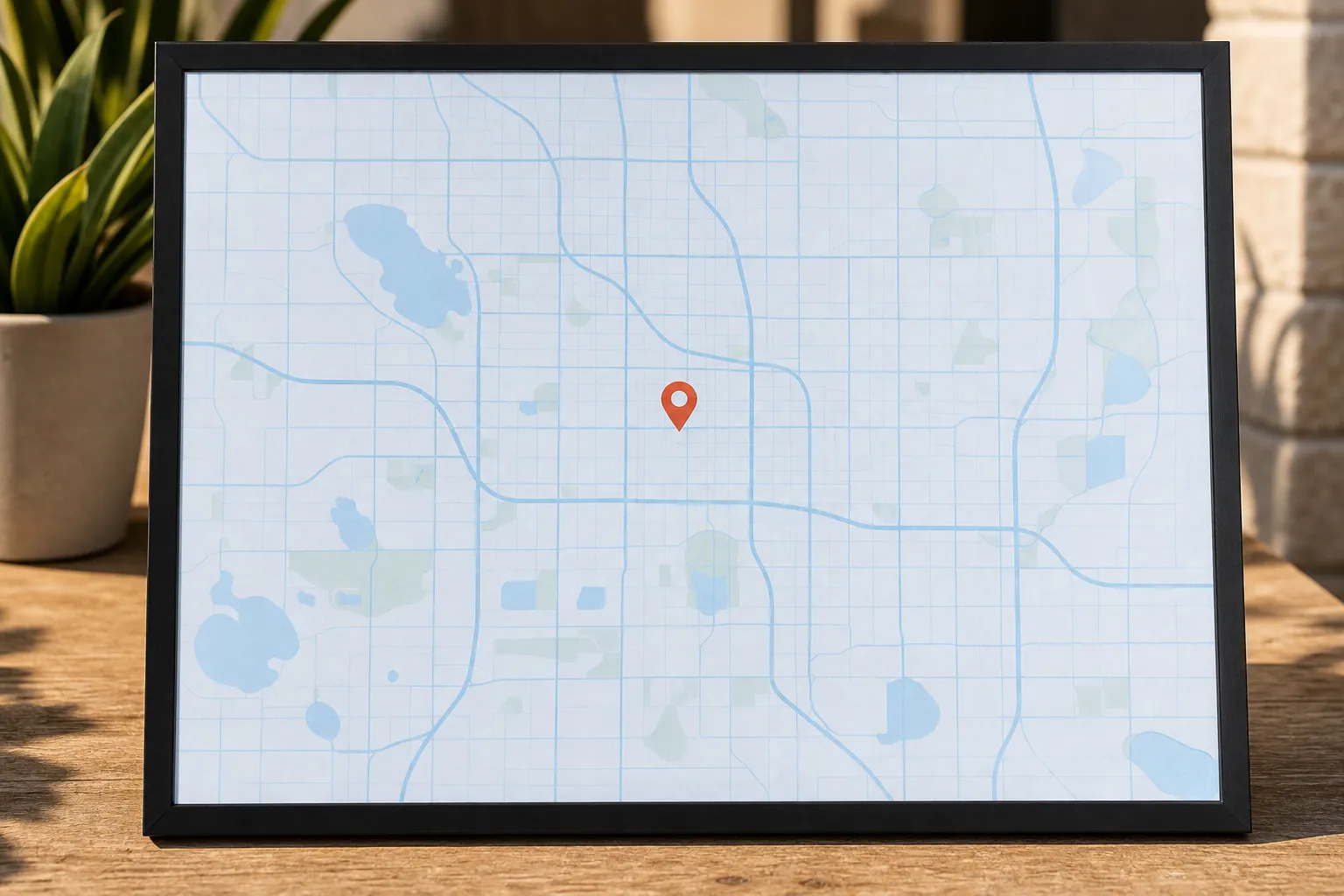Stylized map showing the Pebble & Palm service area